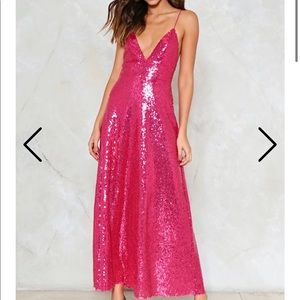 NEW NASTY GAL PINK SEQUIN DRESS, SZ 6